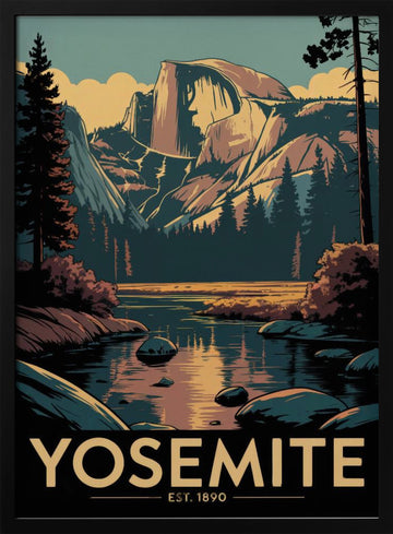 Yosemite Half Dome Vista | Poster - Black Metal Frame Interior