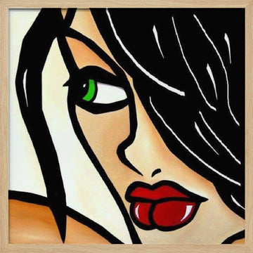 Bold Green Gaze | Poster - Wood Frame Interior