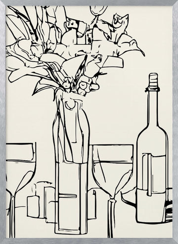 Wine and Blooms | Poster - Silver Frame Interior