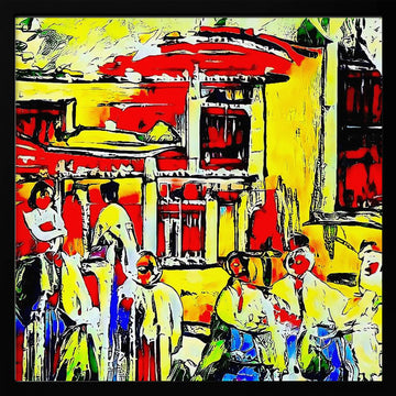 Colorful Street Market | Poster - Black Metal Frame Interior