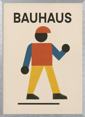 Bauhaus Walking Figure | Poster - Silver Frame Interior