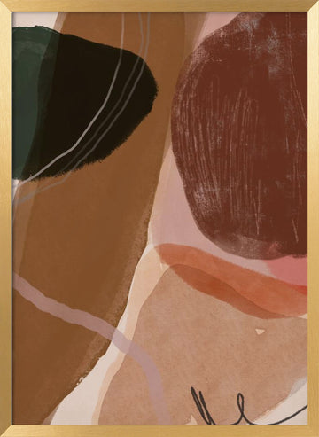 Muted Organic Shapes | Poster - Gold Frame Interior