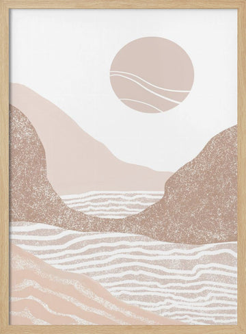 Boho Mountain Sun | Poster - Wood Frame Interior
