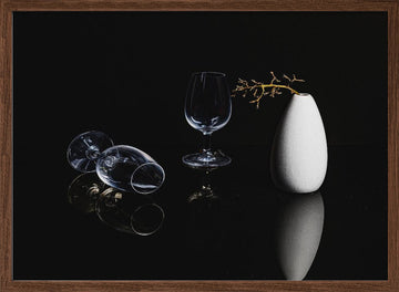 Elegant Glassware Still Life | Poster - Walnut Frame Interior