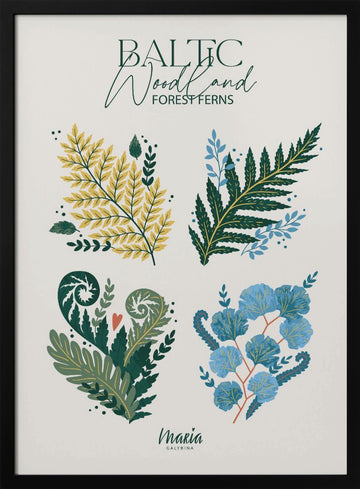 Baltic Woodland Ferns | Poster - Black Metal Frame Interior