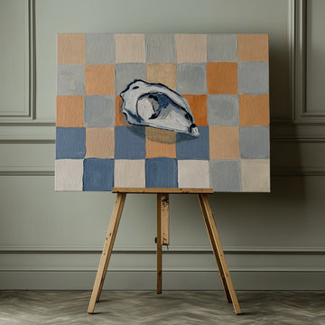 Oyster Shell Checkers | Canvas - Room Interior 1