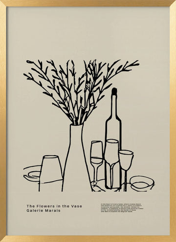Vase and Glasses | Poster - Gold Frame Interior