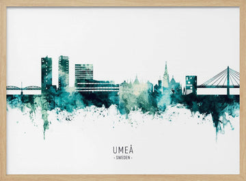Umeå Sweden Skyline | Poster - Wood Frame Interior