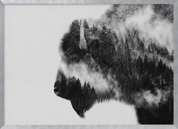 Forest Bison Spirit | Poster - Silver Frame Interior