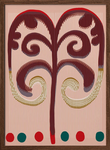 Stylized Botanical Swirls | Poster - Walnut Frame Interior