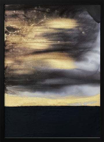 Golden Horizon Abstract | Poster - Black Metal Frame Interior