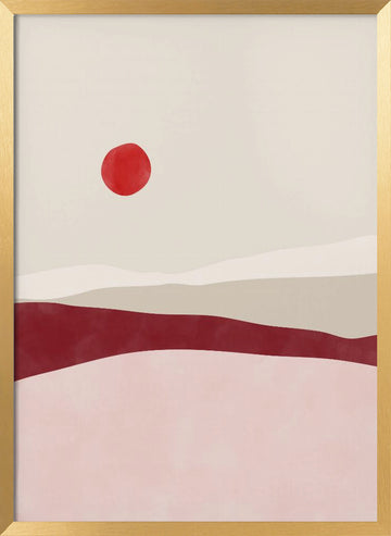 Minimalist Desert Sun | Poster - Gold Frame Interior
