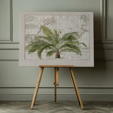 Vintage Caribbean Palm Map | Canvas - Room Interior 1