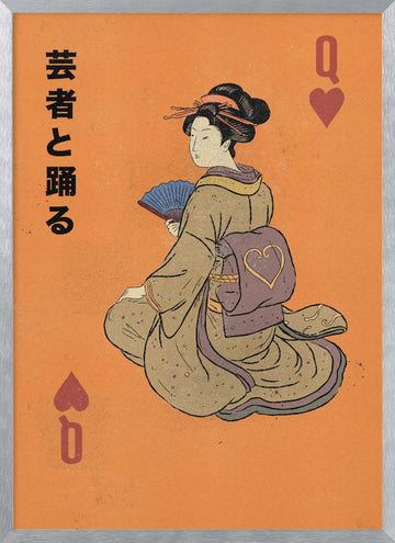 Geisha Queen of Hearts | Poster - Silver Frame Interior