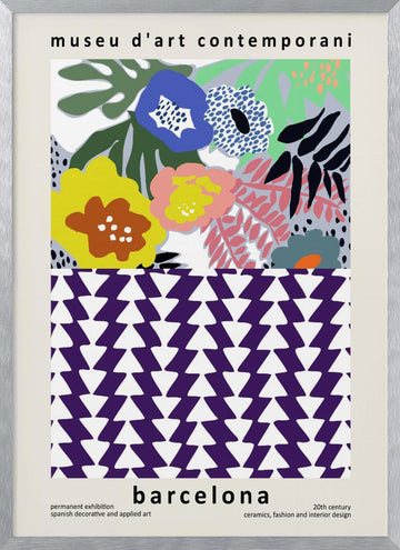 Abstract Floral Pattern Barcelona | Poster - Silver Frame Interior