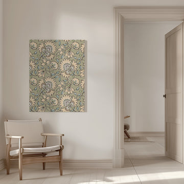 Vintage Green Floral Pattern | Canvas - Room Interior 1