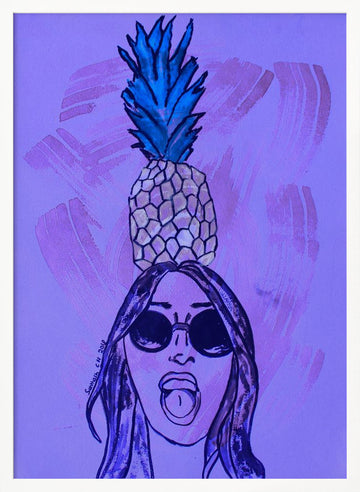 Pineapple Cool Girl | Poster - White Frame Interior