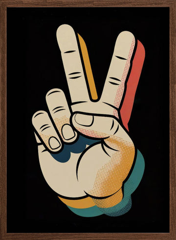 Retro Peace Sign | Poster - Walnut Frame Interior