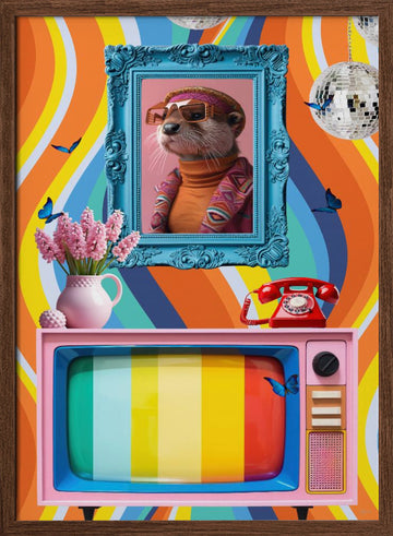 70s Funky Otter | Poster - Walnut Frame Interior