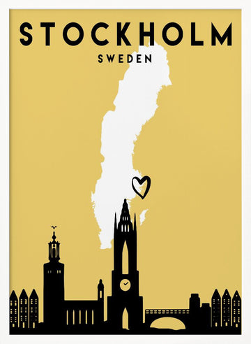 Stockholm Sweden Map | Poster - White Frame Interior