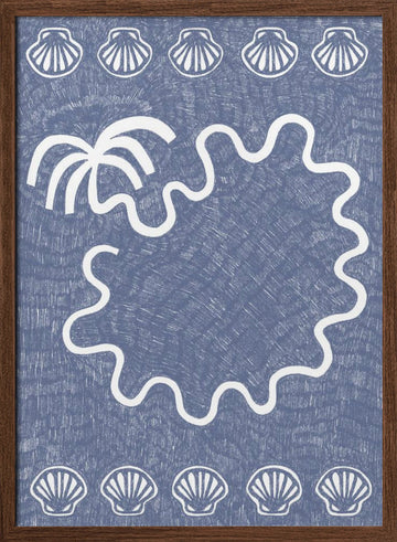 Wavy Tropical Island | Poster - Walnut Frame Interior