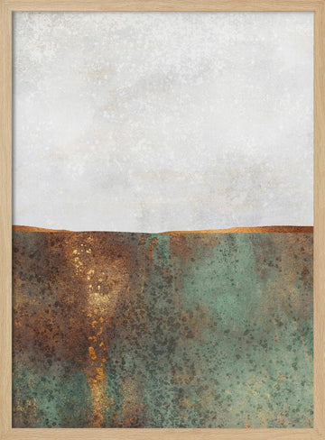 Golden Patina Horizon | Poster - Wood Frame Interior