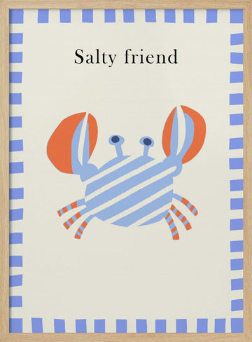 Salty Friend Crab | Poster - Wood Frame Interior