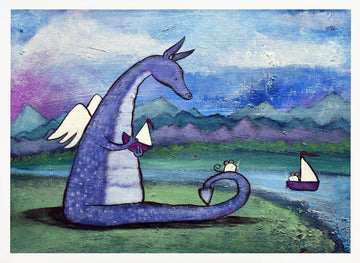 Whimsical Dragon And Friends | Poster - White Frame Interior