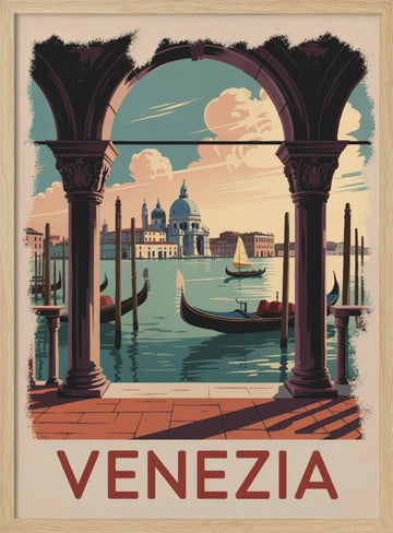 Vintage Venice Grand Canal View | Poster - Wood Frame Interior