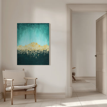 Golden Sea Glimmer | Canvas - Room Interior 1