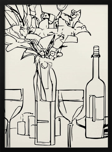 Wine and Blooms | Poster - Black Metal Frame Interior