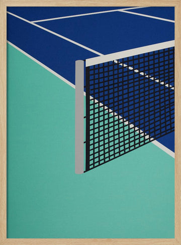 Blue Tennis Court | Poster - Wood Frame Interior