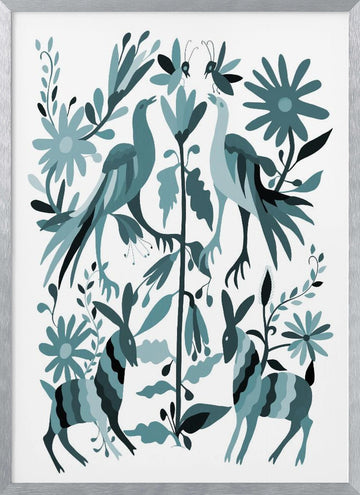 Whimsical Forest Life | Poster - Silver Frame Interior