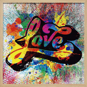 Colorful Love Splatter | Poster - Wood Frame Interior