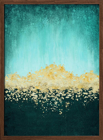 Golden Sea Glimmer | Poster - Walnut Frame Interior
