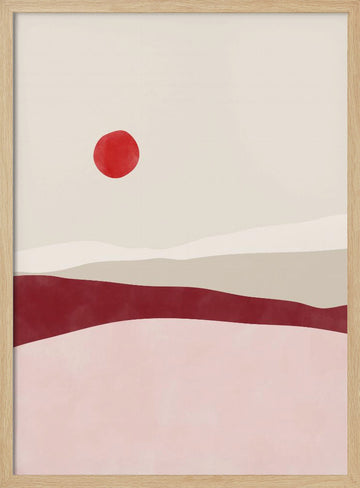Minimalist Desert Sun | Poster - Wood Frame Interior