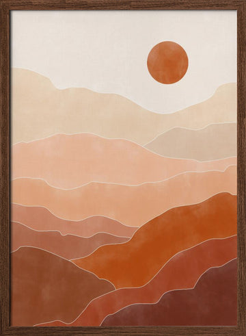 Warm Desert Layers | Poster - Walnut Frame Interior