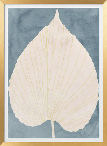Soft Blue Fan Leaf | Poster - Gold Frame Interior
