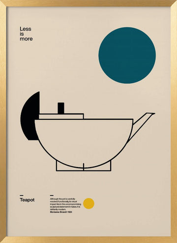 Sleek Bauhaus Teapot | Poster - Gold Frame Interior