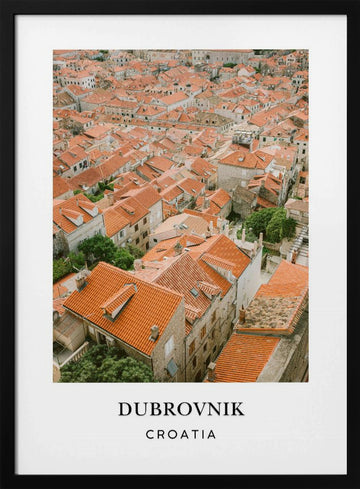 Roofs of Dubrovnik Travel Poster | Poster - Black Metal Frame Interior