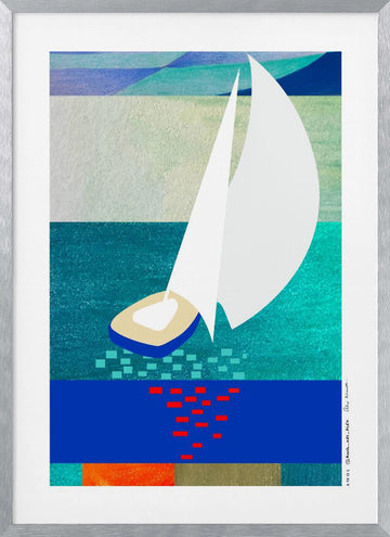 Modern Sailboat Serenity | Poster - Silver Frame Interior