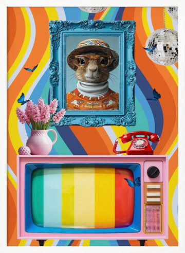Groovy Squirrel Portrait | Poster - White Frame Interior