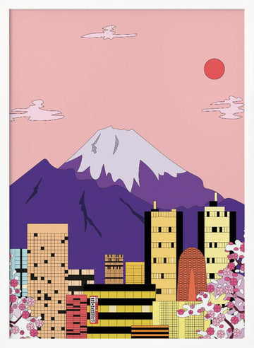 Mount Fuji City Sakura | Poster - White Frame Interior