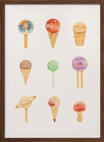 Planet Desserts | Poster - Walnut Frame Interior