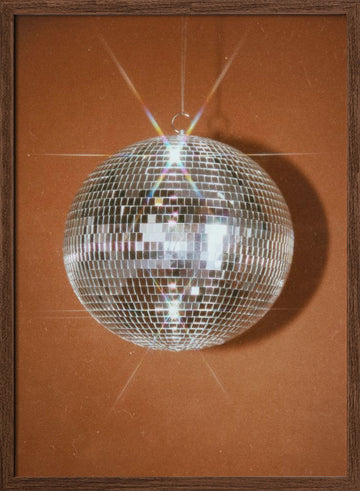 Sparkling Disco Ball | Poster - Walnut Frame Interior