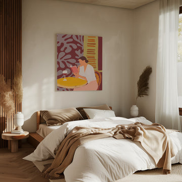 Leisurely Cafe Reading | Canvas - Room Interior 2