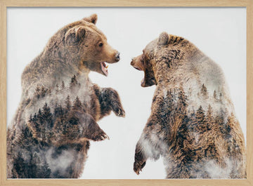 Roaring Forest Bears | Poster - Wood Frame Interior