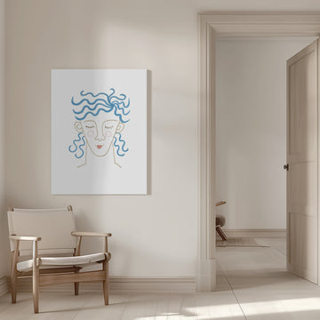 Dreamy Blue Hair Woman | Canvas - Room Interior 1