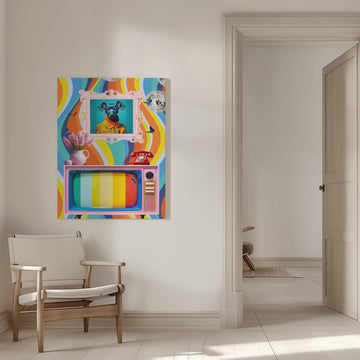 Groovy Dog Pink TV | Canvas - Room Interior 1