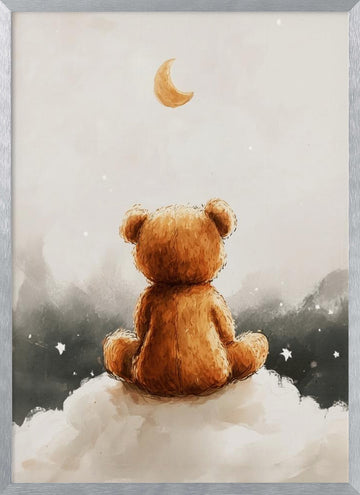 Moonlit Bear Dreams | Poster - Silver Frame Interior